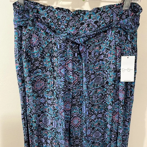 NWT Jessica Simpson Black Paisley Wide Leg Pants S - Picture 2 of 16